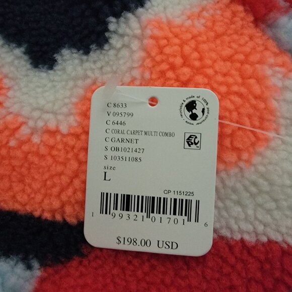 Free People Hit The Slopes Fleece Jacket Womens L Coral Carpet Retro Casual Cozy - Picture 6 of 6